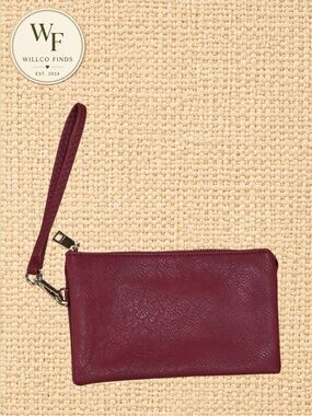 Jen & Co Burgundy Wristlet Wallet Clutch Organizer Zip Around
